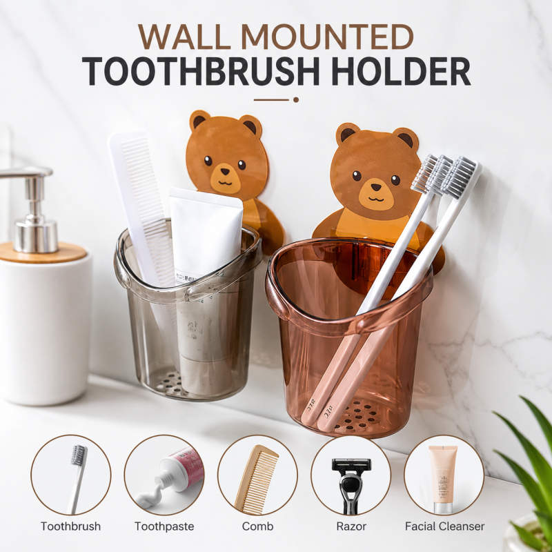 Wall Mounted Bear Holder – Cute & Durable Organizer for Home Use