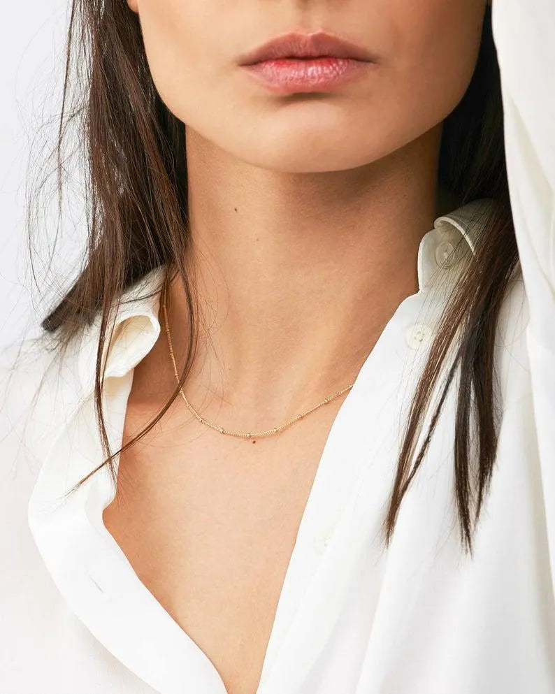 Gold Ball Necklace Chain for Women – Elegant Minimal Jewelry