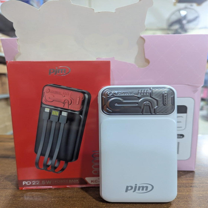 PJM KC-21 Power Bank 10000mAh – 22.5W Fast Charging with Built-in Cables