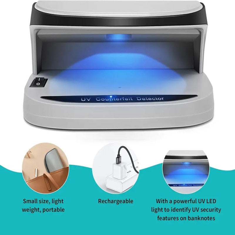 Portable UV Counterfeit Money Detector – Rechargeable LED Currency Checker Machine