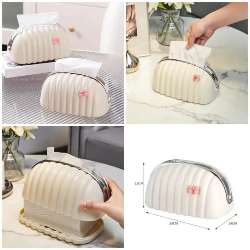 Luxury Shell Tissue Box Holder – Elegant Desktop Tissue Organizer for Home, Office & Car