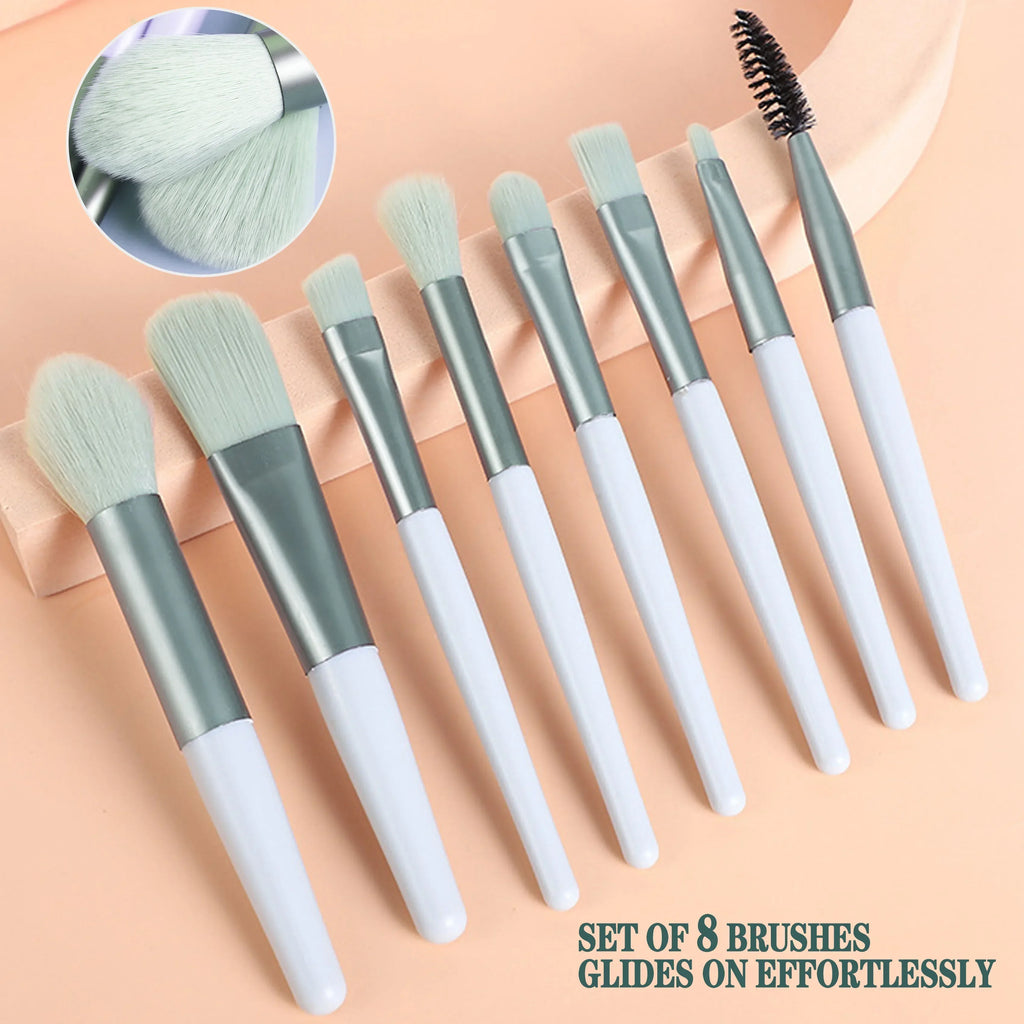 8pcs Makeup Brush Set – Soft Professional Cosmetic Brushes Kit for Face & Eyes