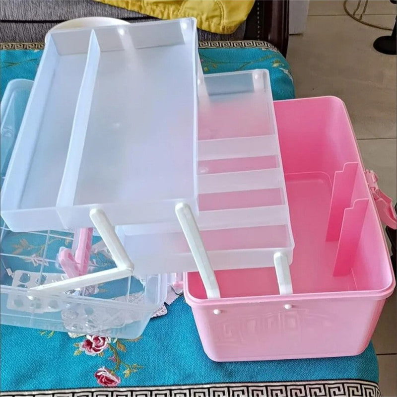 Multi-Layer Desk Organizer Box – Portable Storage Case with Compartments