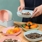 10PCS Plate Set with Stand – Multi-Color Snack Plates with Storage Holder | Durable Serving Dish Set