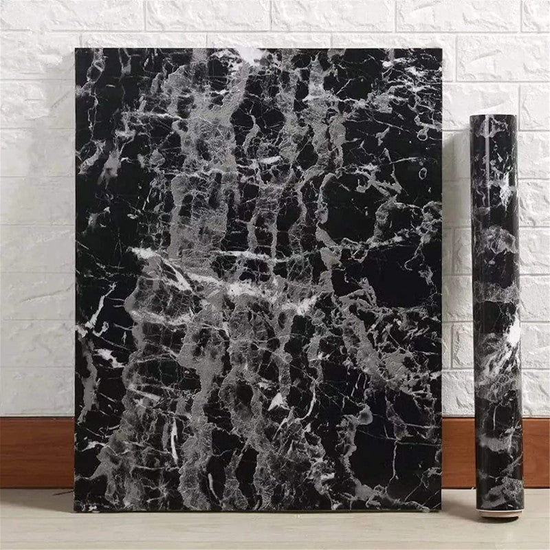 Black Marble Sticker Sheet (60x200cm) – Self Adhesive Waterproof PVC Kitchen Countertop & Cabinet Cover