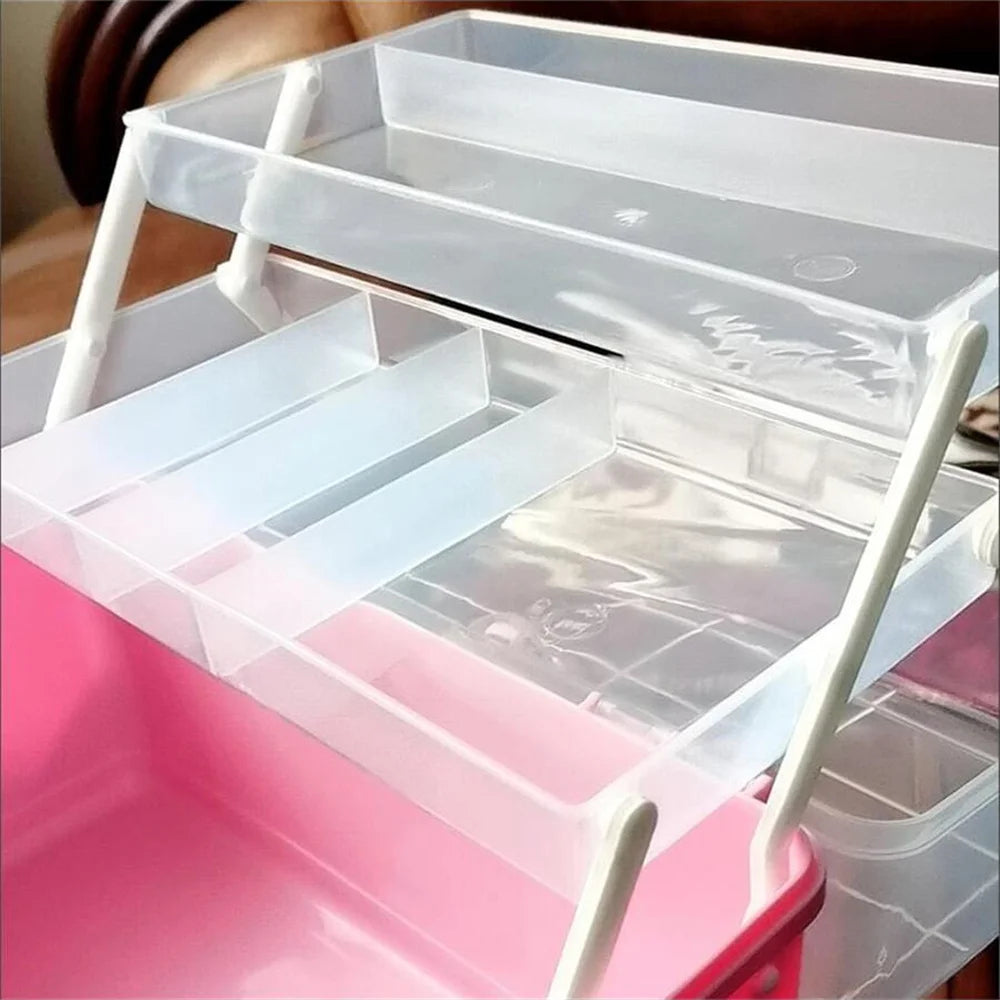 Multi-Layer Desk Organizer Box – Portable Storage Case with Compartments