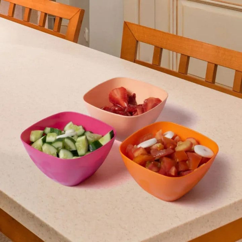 Ruby Plastic Bowl Set (Pack of 3) – BPA Free Microwave & Dishwasher Safe Serving Bowls
