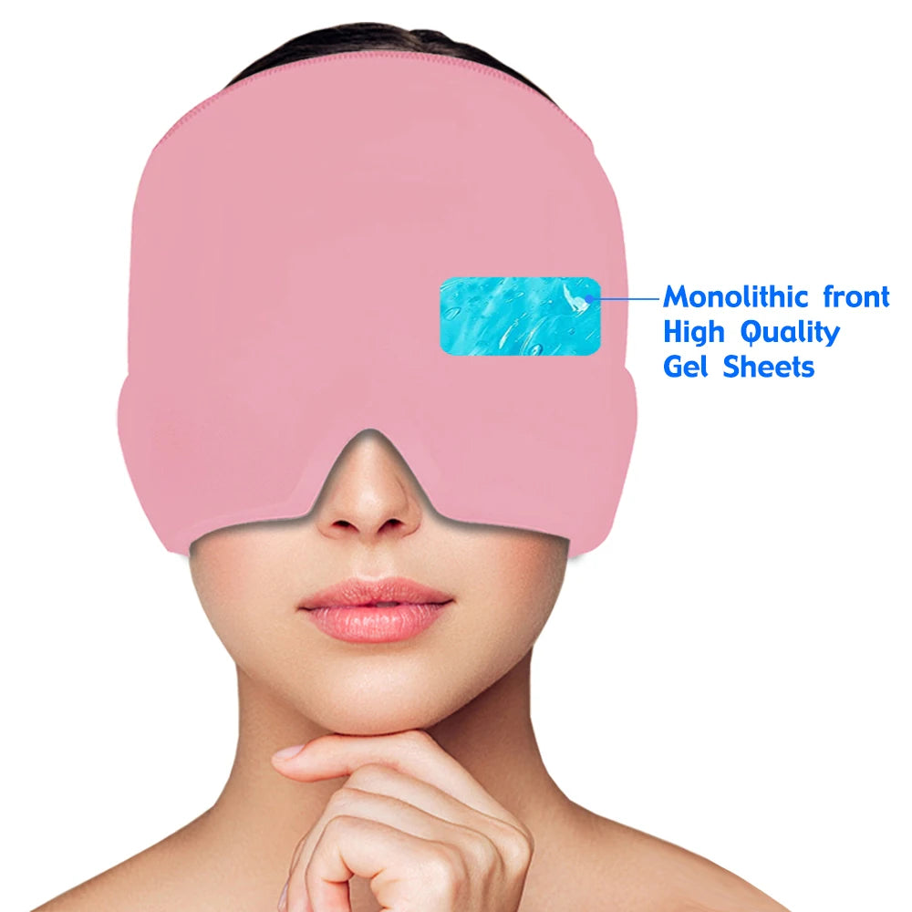 Hot & Cold Therapy Ice Cap – Gel Headache Relief Mask | Migraine Relief & Stress Cooling Cap