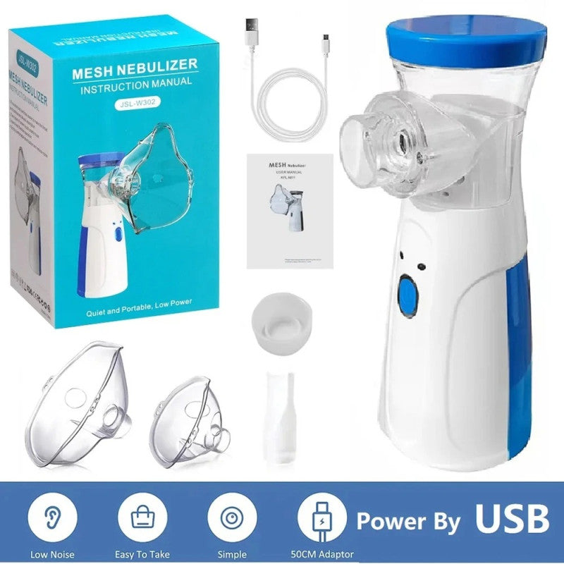 Portable Mesh Nebulizer Machine – USB Rechargeable Silent Inhaler for Kids & Adults