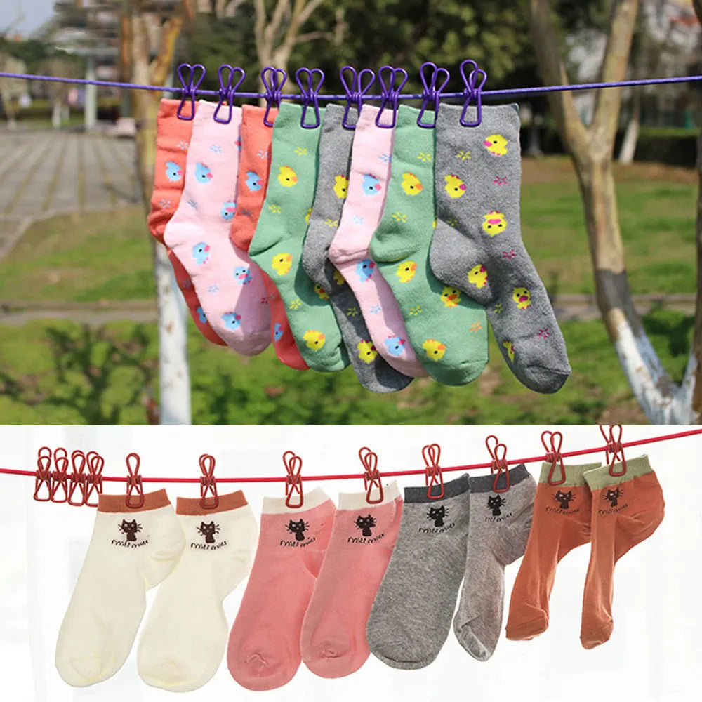 Portable Clothesline 185CM with 12pcs Clips for Home