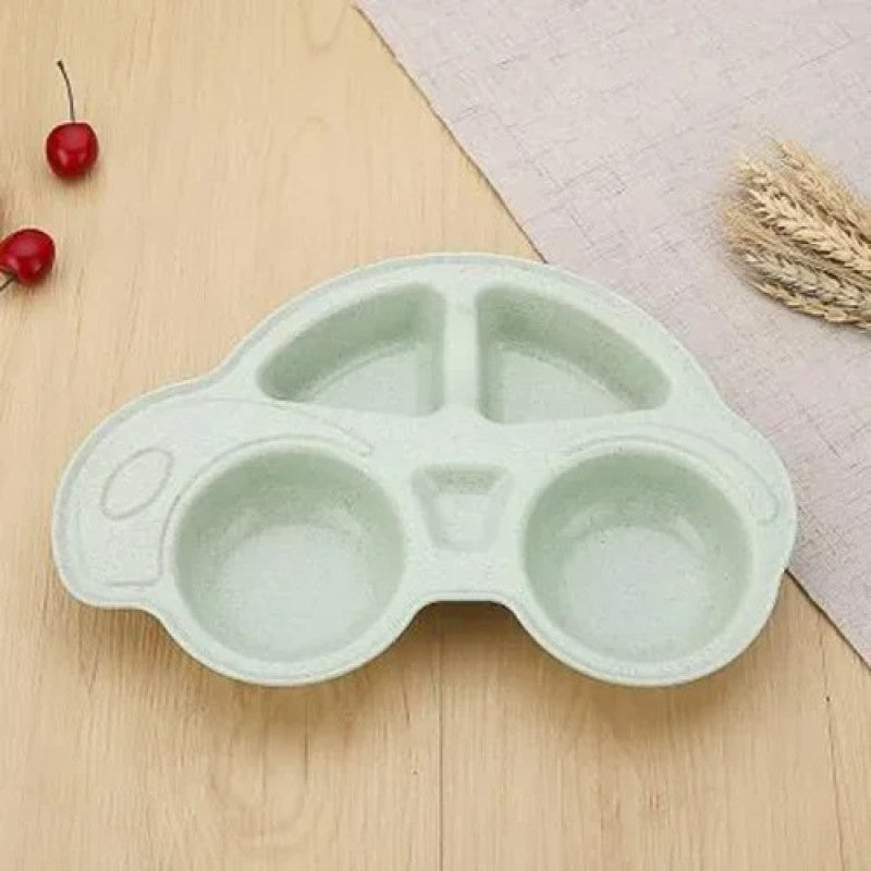 Pack of 2 Car Shape Kids Plate – Multi-Section Cartoon Food Serving Tray for Children