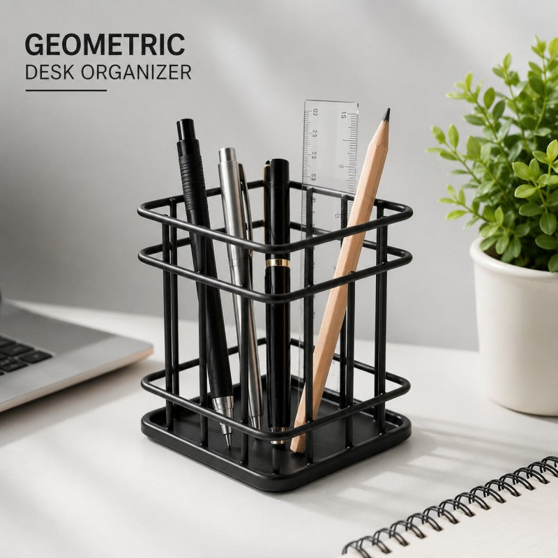 Multipurpose Geometric Storage Holder – Metal Desk Organizer for Office & Home