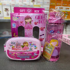 Kids Gift Lunch Box Set – Lunch Box + Water Bottle Combo (Cute Cartoon Design)