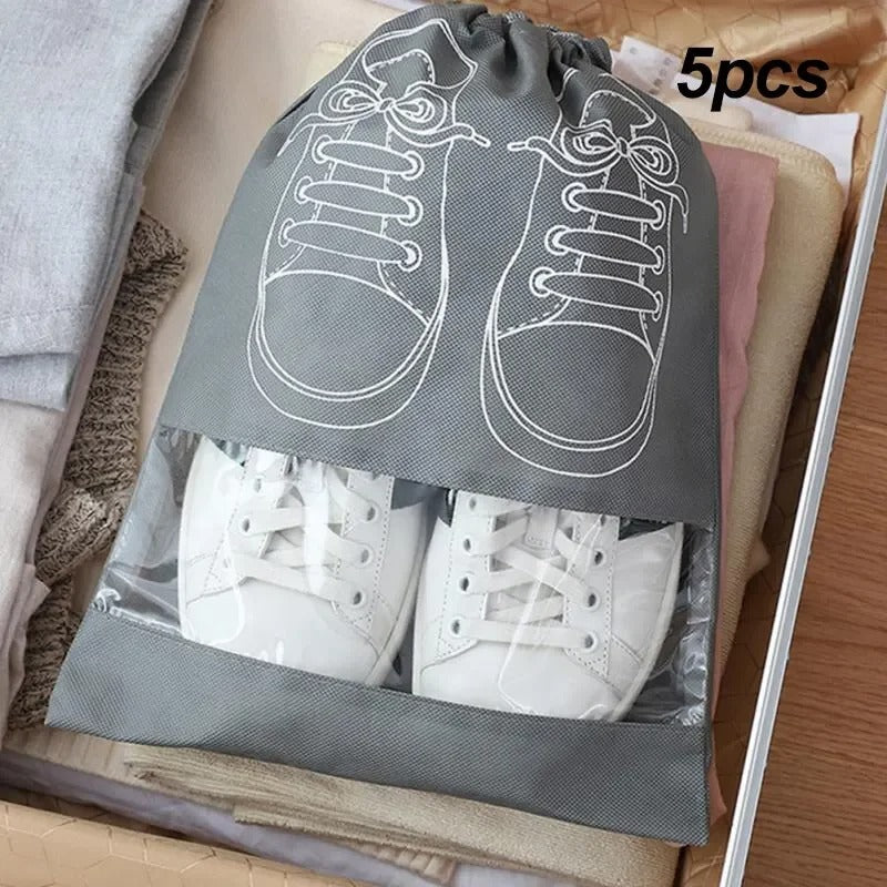 Pack of 3 Non-Printed Shoes Storage Bag – Travel Drawstring Shoe Organizer (Dustproof)