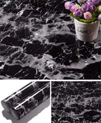 Black Marble Sticker Sheet (60x200cm) – Self Adhesive Waterproof PVC Kitchen Countertop & Cabinet Cover