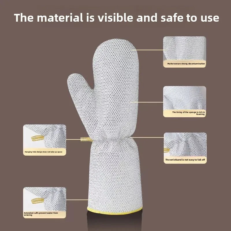 Steel Wire Cleaning Gloves – Heavy Duty Kitchen Scrubber Gloves | Cut Resistant Dishwashing & Cleaning Gloves