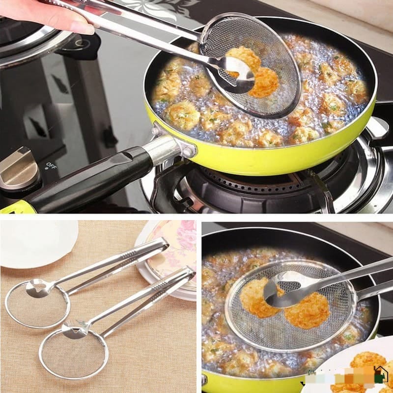 Frying Tong 2 in 1 Kitchen Sifter Strainer Tongs