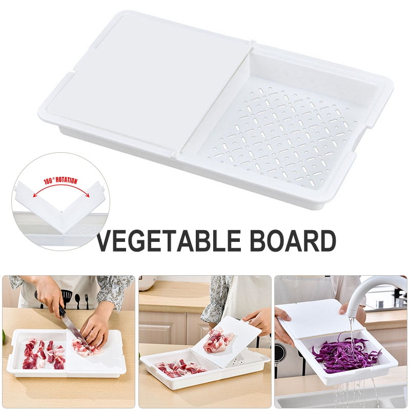 3-in-1 Cutting Board with Drain Basket – Foldable Chopping Board & Vegetable Washing Tray