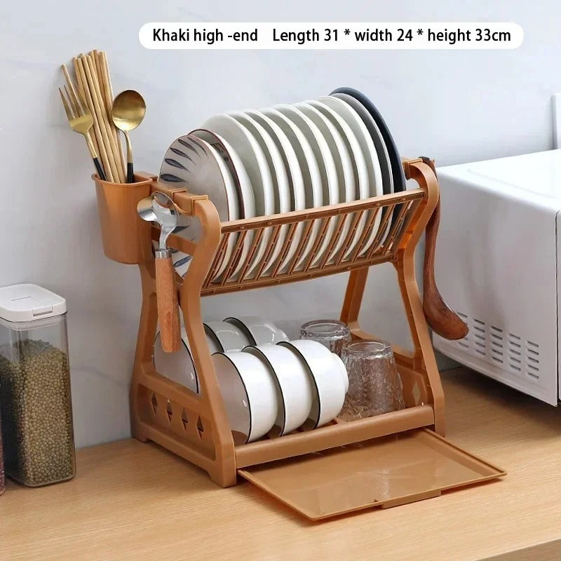 2-Tier Comfort Kitchen Rack – Dish Drying Rack with Cutlery Holder
