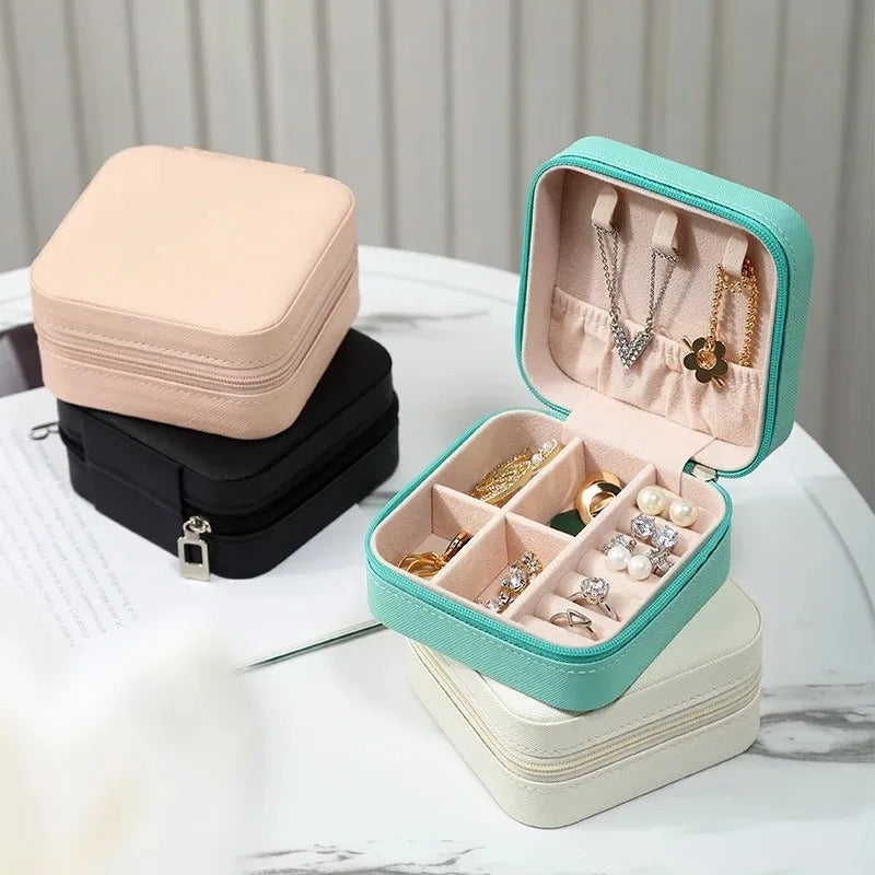 Compact Leather Jewellery Box – Travel Organizer Case with Premium Box Packing