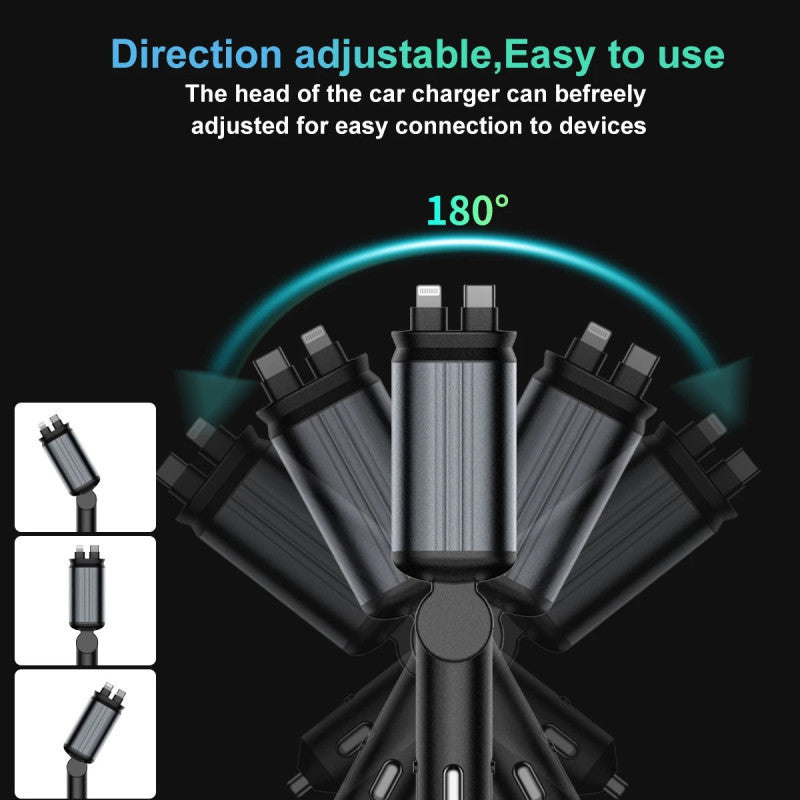 45W Car Phone Charger – Multi-Port Fast Charging USB A + Type-C Car Adapter