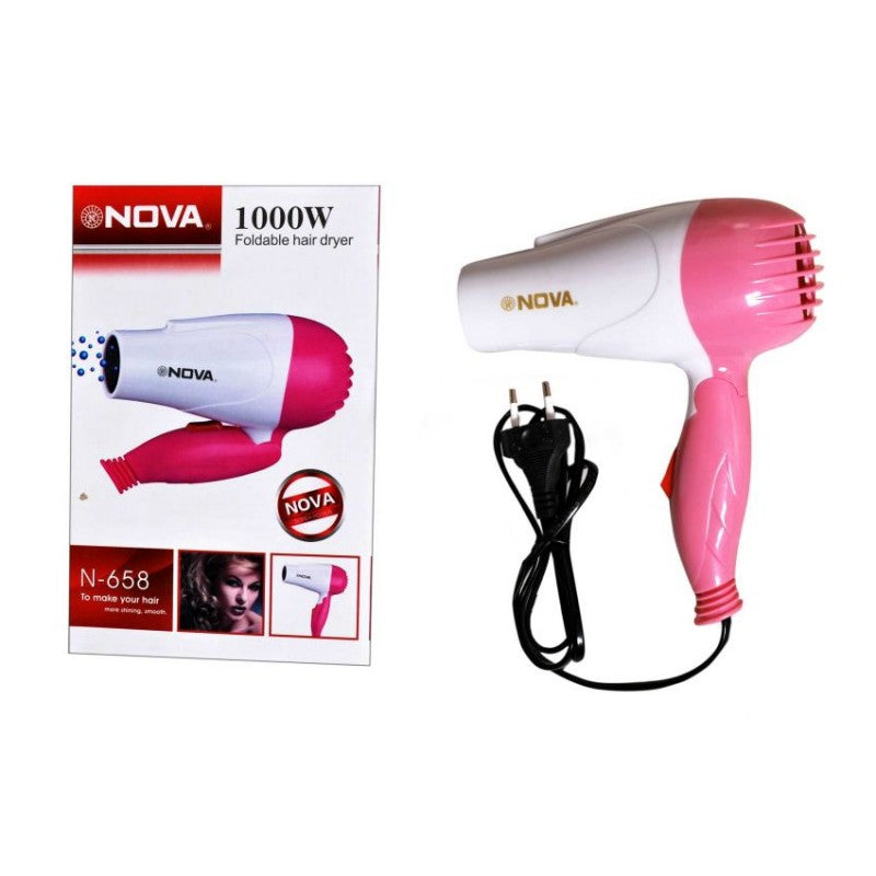 Nova Foldable Hair Dryer – Portable Travel Hair Dryer for Fast Drying (Hot & Cold Air)