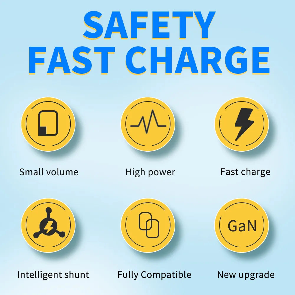 65W GaN Fast Charger – USB A + Type-C Super VOOC Dual Port Adapter