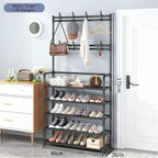 Multi-Functional Dust Proof Shoe Rack with Coat & Hat Stand – Space Saving Organizer with Drawers