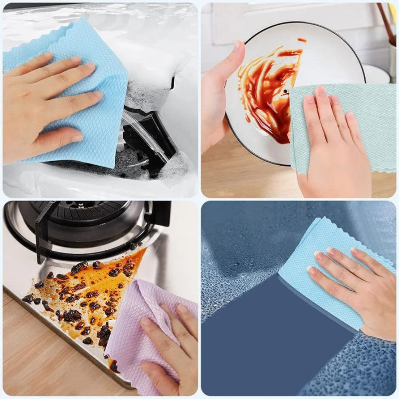 Pack of 5 Microfiber Cleaning Cloths – Super Absorbent Multi-Purpose Kitchen & Glass Cleaning Towels