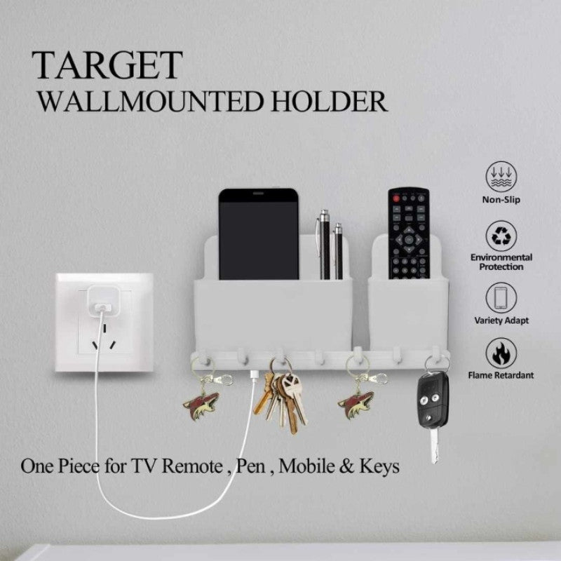 Wall Mounted Holder – Multi-Purpose Remote, Mobile & Key Organizer