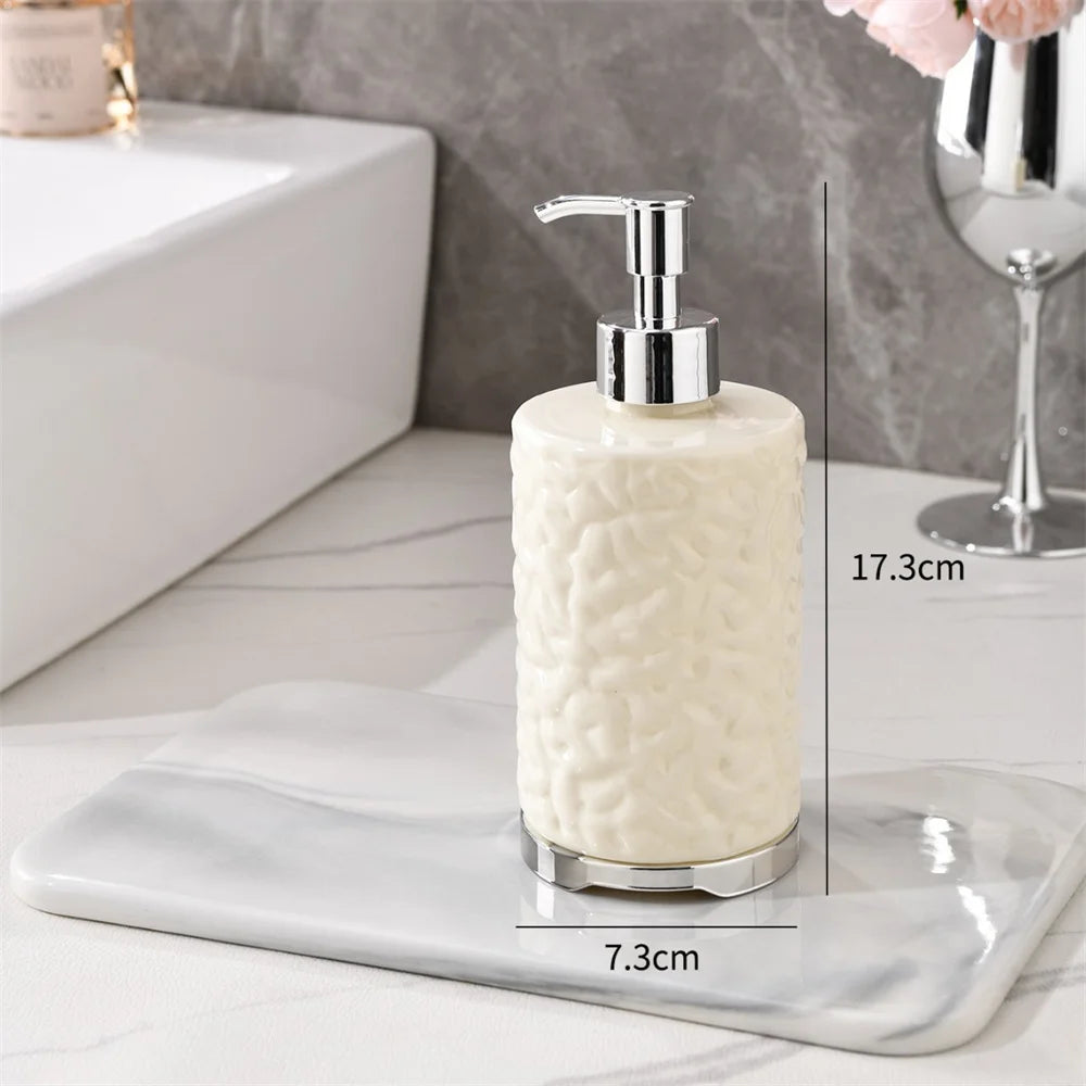 450ML Luxury Soap Dispenser – Elegant Hand Wash & Sanitizer Pump Bottle (Textured Design)