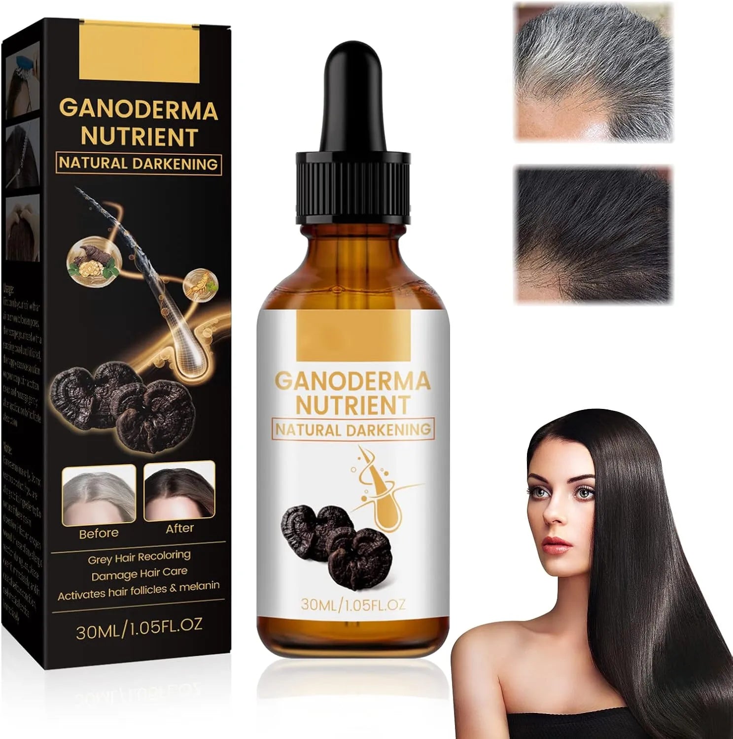 Black Hair Oil – Ganoderma Nutrient Natural Darkening Oil