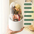 360° Rotating Makeup Brush Organizer – Dustproof Cosmetic Storage Box
