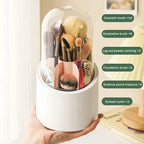 360° Rotating Makeup Brush Organizer – Dustproof Cosmetic Storage Box