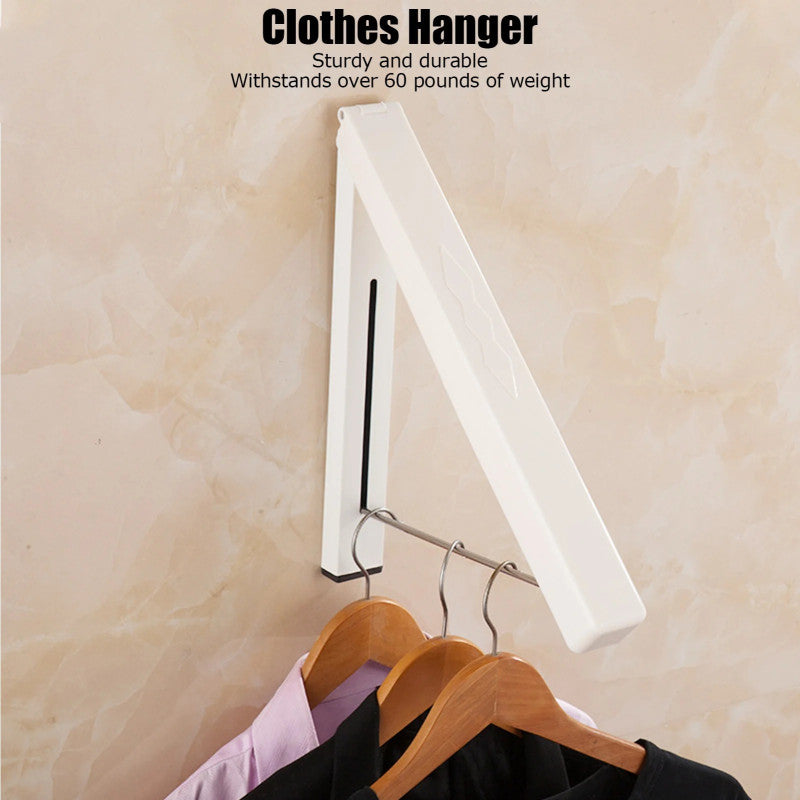 Mini Foldable Cloth Rack (Metal) – Wall Mounted Clothes Hanger Organizer