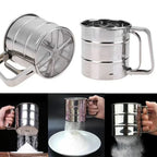 Stainless Steel Flour Sifter – Hand Press Baking Tool | Fine Mesh Atta & Sugar Sieve Cup