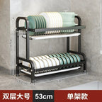 2 Layer Kitchen Dish Rack Organizer – Stainless Steel Plate & Utensil Holder
