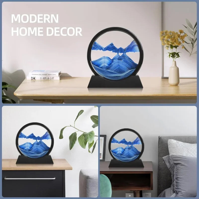 3D Moving Sand Art Hourglass – Deep Sea Quicksand Round Glass Decor