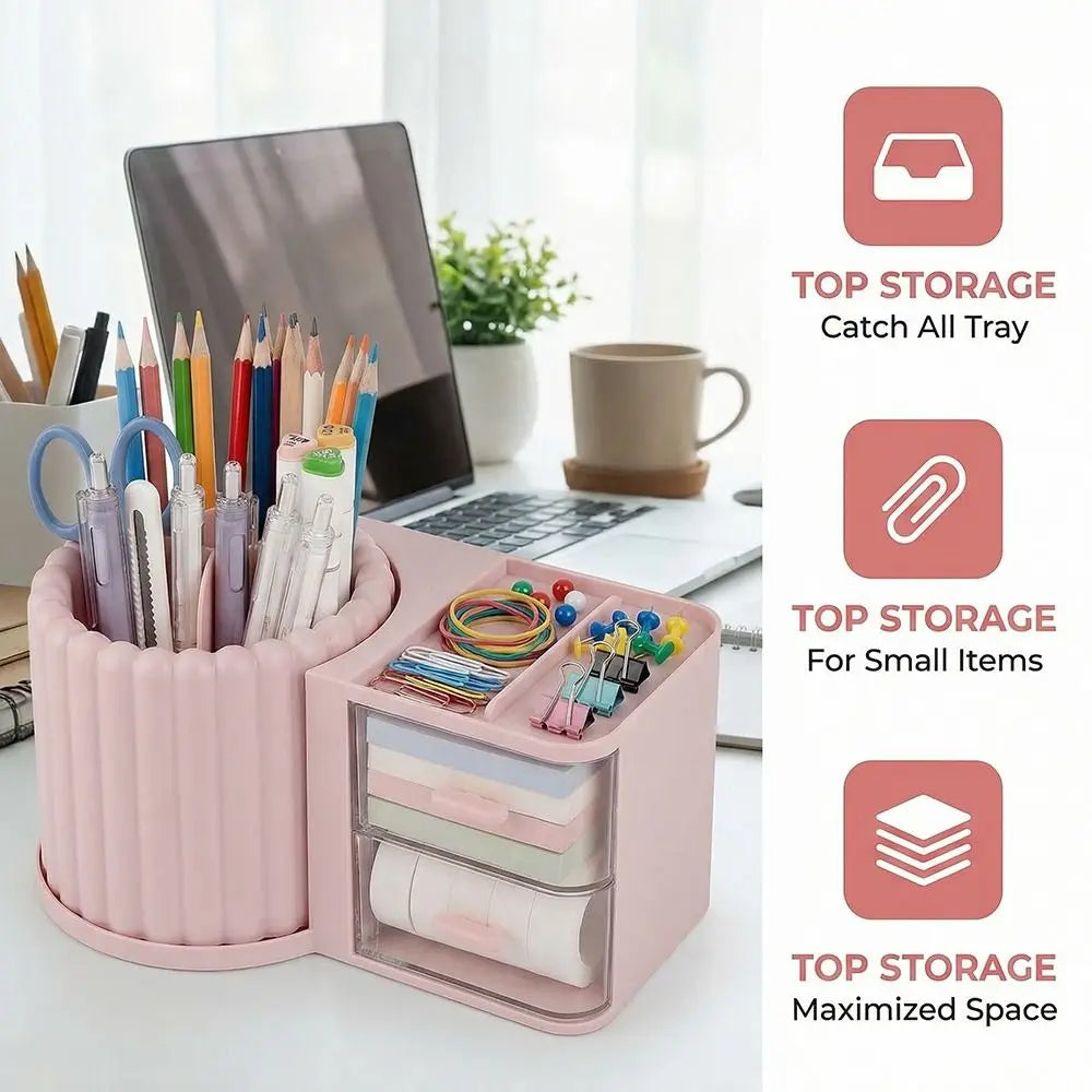 Multipurpose Drawer Cosmetic Storage Box – Pen Holder & Makeup Organizer with Drawers