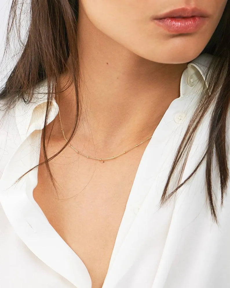 Gold Ball Necklace Chain for Women – Elegant Minimal Jewelry