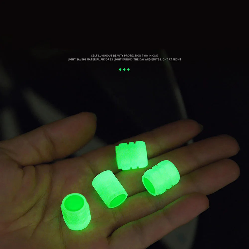 Car and Bike Wheel Tire Rim Glow Radium Light Air Valve Cap Universal for Cars, Trucks, Motorcycles and Bikes
