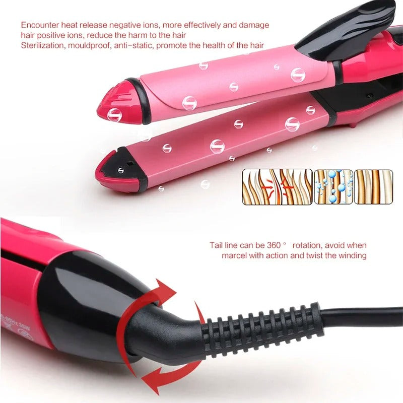Nova 2 in 1 Hair Straightener & Curler – Professional Styling Iron (Fast Heat, Ceramic Plates)
