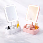 LED Makeup Mirror with Storage Base – Touch Control 3 Light Modes