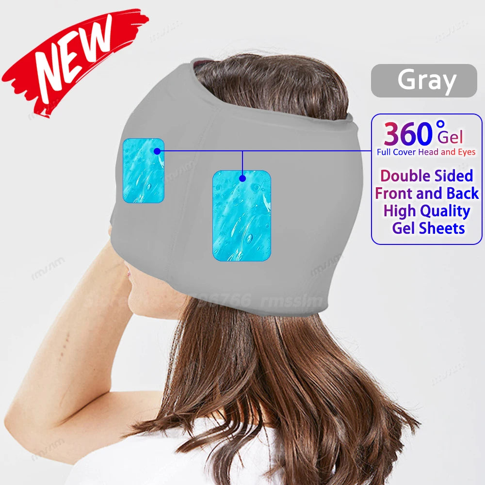 Hot & Cold Therapy Ice Cap – Gel Headache Relief Mask | Migraine Relief & Stress Cooling Cap