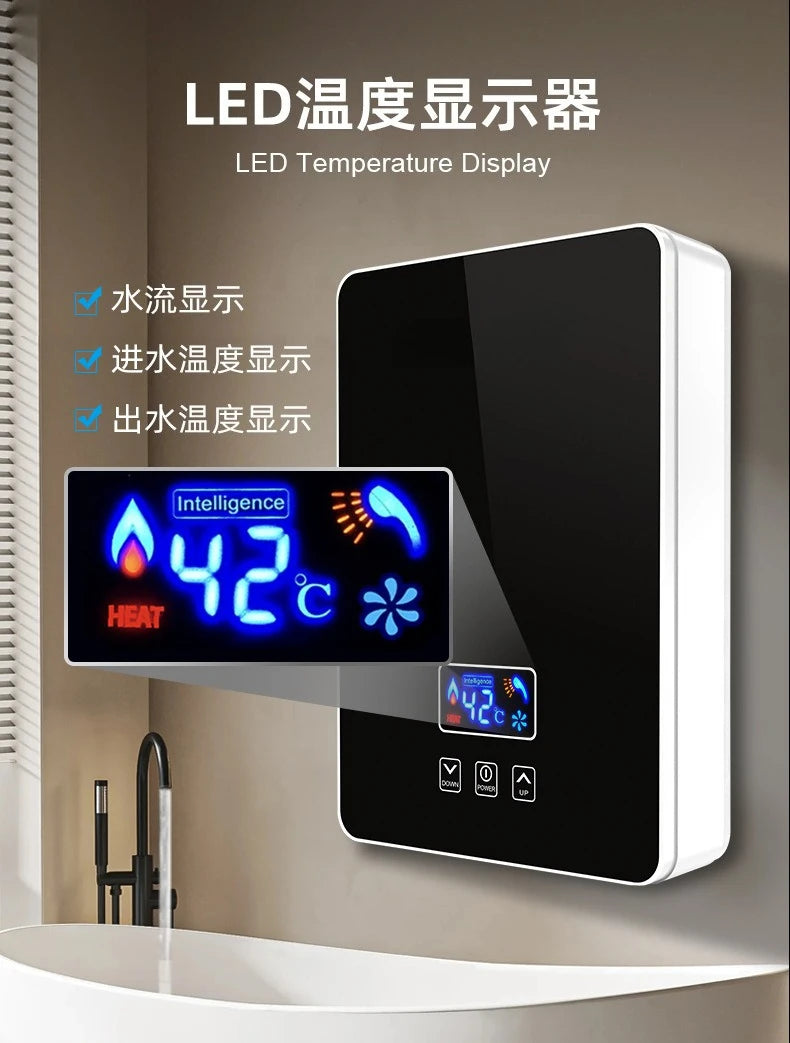 Instant Tankless Electric Water Heater – LCD Display | Energy Saving Instant Geyser for Home