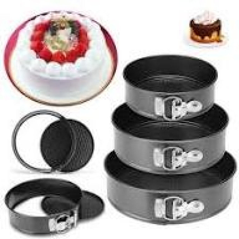Set of 3 Non-Stick Springform Cake Pan Set – Round Baking Moulds