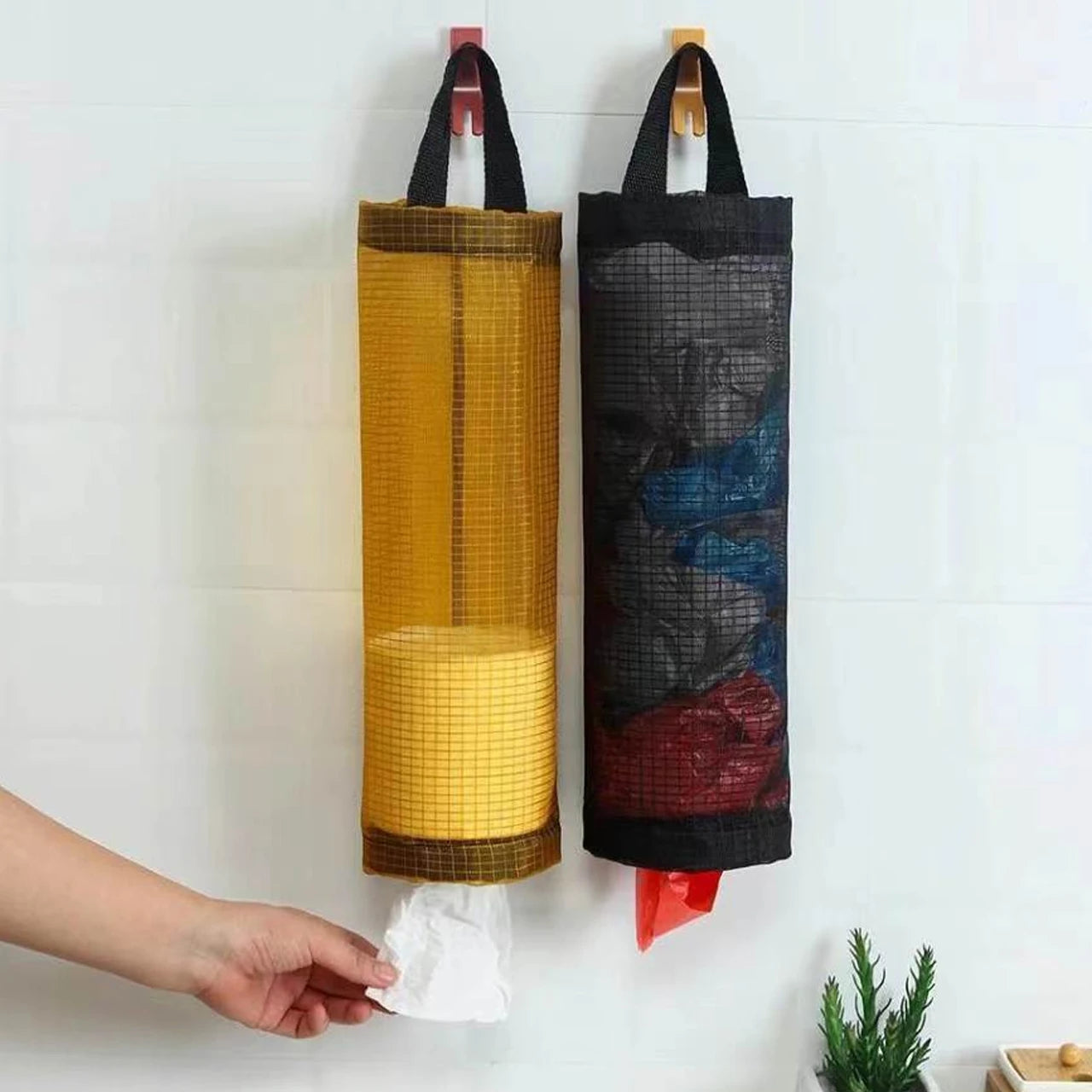 Net Garbage Bags Holder – Wall Hanging Plastic Bag Storage Organizer