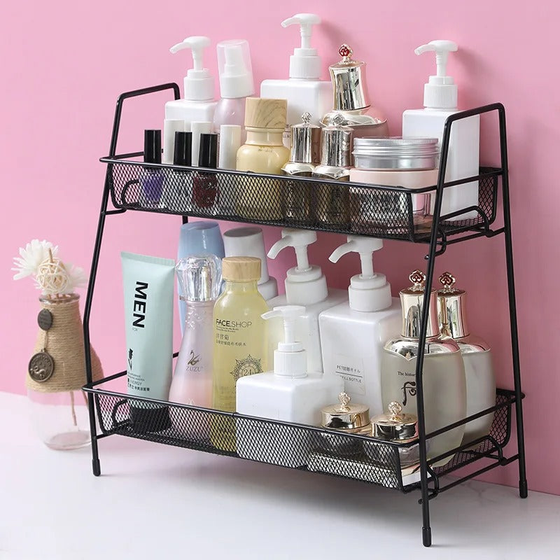 2 Layer Steel Rack – Multi-Purpose Desktop Organizer Shelf