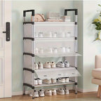 5 Layer Shoe Storage Rack with Dustproof Cover & Handles