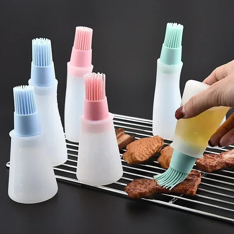 BBQ Oil Brush Bottle – Silicone Basting Brush with Dispenser